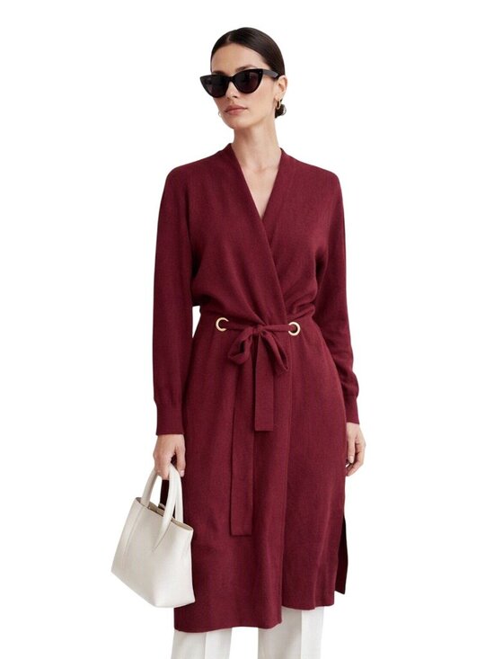 BOLD elements Sweaters - NWT Bold Elements Womens XL Burgundy Claret Long Cardigan Sweater Quiet Luxury